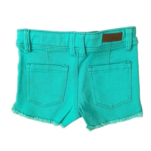 NEW Roxy Girls Green Denim Cutoff Shorts Adjustable Waist Size 3 - Picture 2 of 5